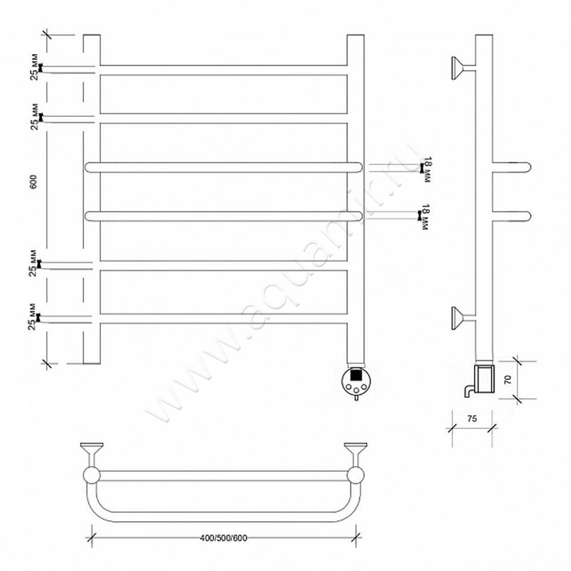 Полотенцесушитель электрический Secado Триест 4673739248003 размеры