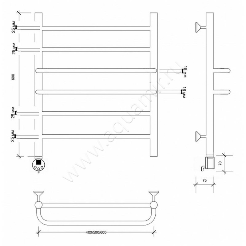Полотенцесушитель электрический Secado Триест 4673739248003 размеры