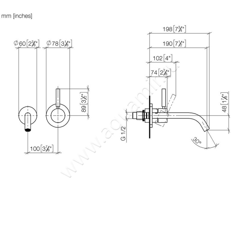 Смеситель для раковины Dornbracht META 36860660-00 размеры